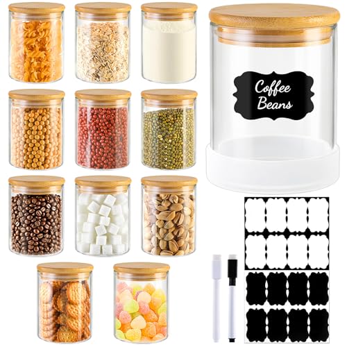 17oz Round Glass Storage Containers with Bamboo Lids (12 Count)