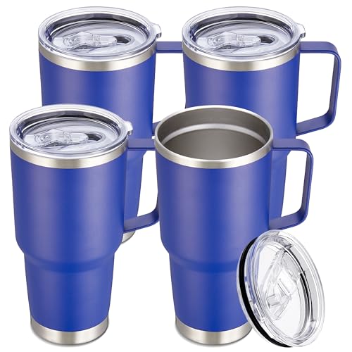 30 oz Stainless Steel Tumblers Bulk with Handle and Lid (4 Count)