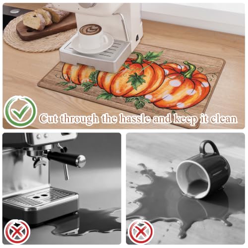 Fall Dish Drying Mat 2 Pack 12x19 Inch (2 Count)