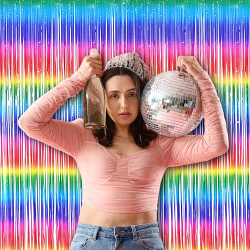 Colorful Streamers Fringe Backdrop 80s 90s Party Decorations (2 Count)