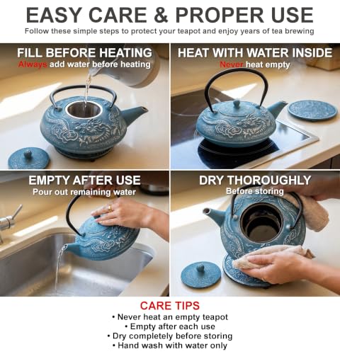 40 Oz Blue Dragon Cast Iron Teapot