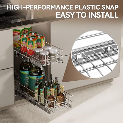 2 Tier Pull Out Cabinet Organizer 9" W X 17" D