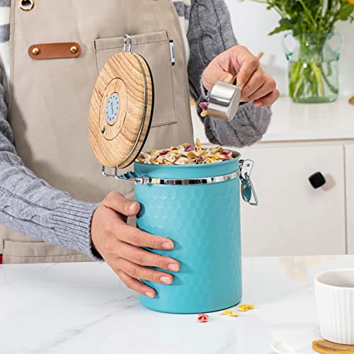 Coffee Canisters Airtight Coffee Bean Storage Container Kitchen Stainless Steel Food Storage Container with Scoop Date Tracker & CO2 Valve 61Fl Oz (60.8652 Fl Oz)
