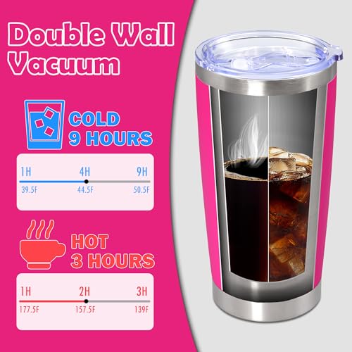 20oz Tumbler Stainless Steel Tumbler Coffee Tumbler with Lid Hot Pink