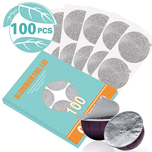 Aluminum Foils Lids to Reuse Vertuoline Capsules Coffee Pods Compatible with Nespresso VertuoLine Machine 64mm (100 Count)