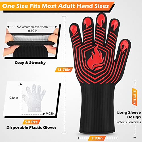BBQ Gloves 1472°F Heat Resistant Gloves Fireproof Mitts (10.5822 Ounce)