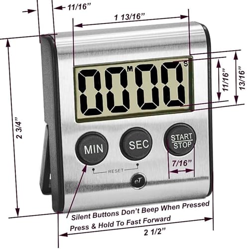 Elegant Digital Kitchen Timer Stainless Steel (12 Count)