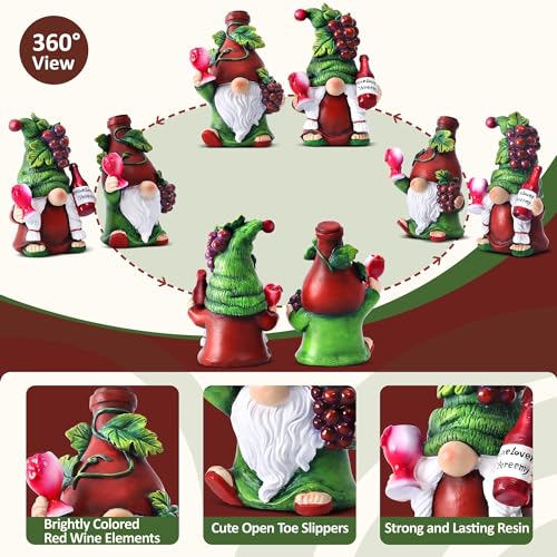 2PCS Wine Gnomes Figurines for Couple Home Party Wine Bar Decor Gnome Gifts for Women Collectible Statue Outdoor for Dining Tables Tiered Pallets Wine Cabinet Living Room (2 Count)