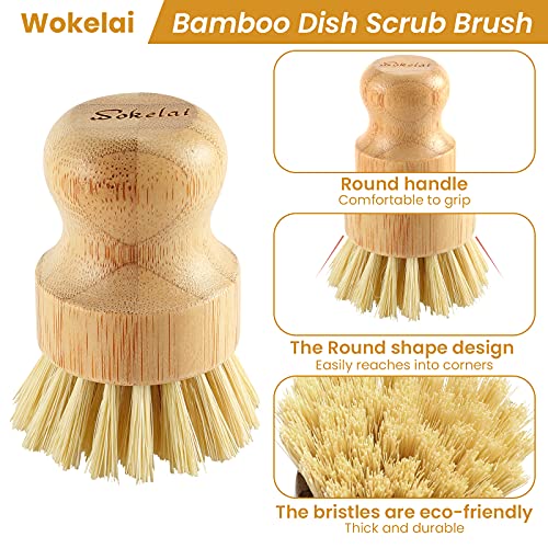 Bamboo Dish Scrub Brushes Set for Kitchen (2 Count)