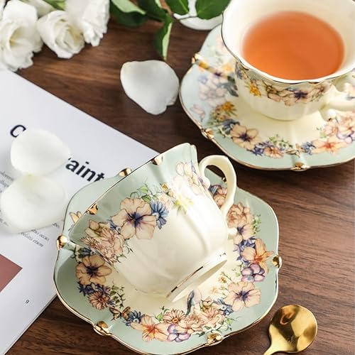 Country Roses Bone China Tea Cup and Saucer Set (3 Count)