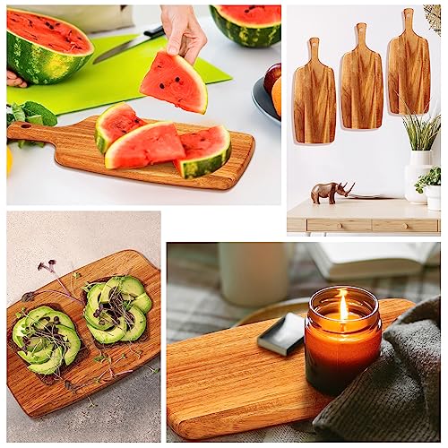 3 Pcs Acacia Wood Cutting Board with Handle (3 Count)