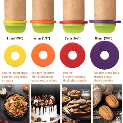 Adjustable Rolling Pin with Thickness Rings