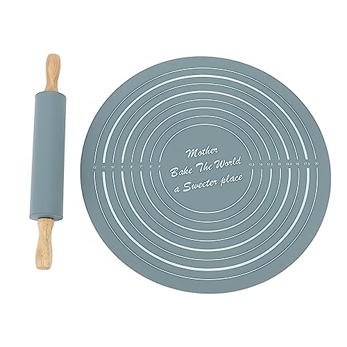 Large Silicone Rolling Pin Pastry Baking Mat Set for Kitchen
