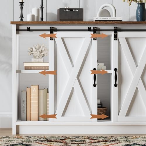 Coffee Bar Cabinet with Sliding Barn Doors