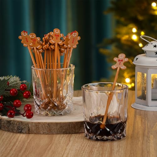 30 Pcs Christmas Drink Stirrers Gingerbread Couple Stir Sticks (30 Count)