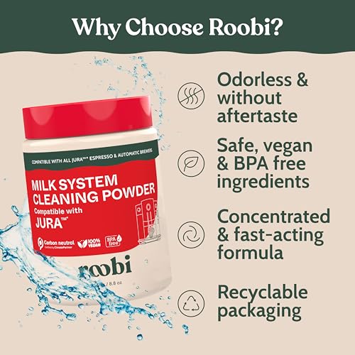 Compatible Milk System Cleaning Powder for Jura. Specially formulated for Jura Automatic Espresso Coffee Machines. 100% Vegan (8.8 Ounce)