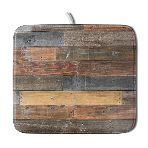 Wood Grain Dish Drying Mat for Kitchen Countertop