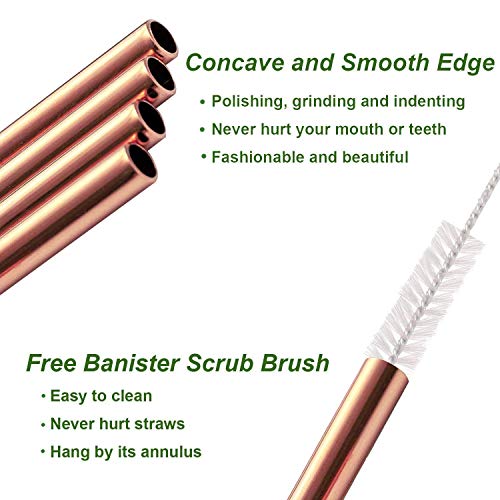Rose Gold Metal Straws (4 Count)