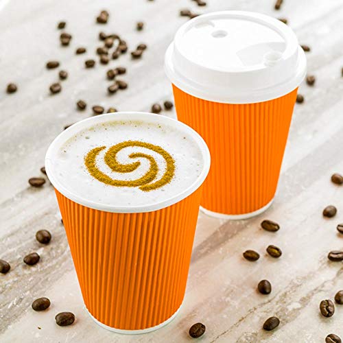 Ripple Wall Coffee Cups 25 Count 12 Ounce Insulated Tangerine Orange Paper Cups