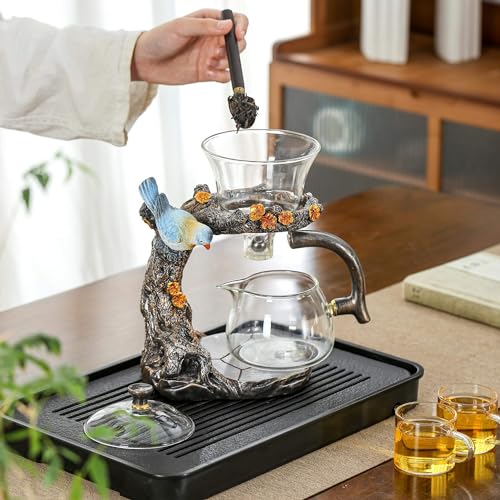 Glass Kungfu Teapot Set Tea maker with Infuser Semi Automatic Tea Set