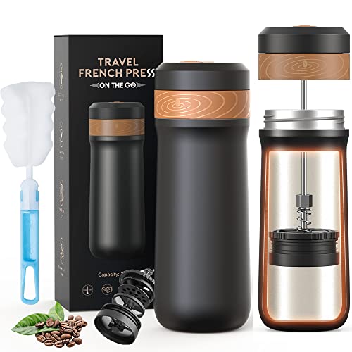 Classic Portable French Press Coffee Mug 12 oz with Carry Loop