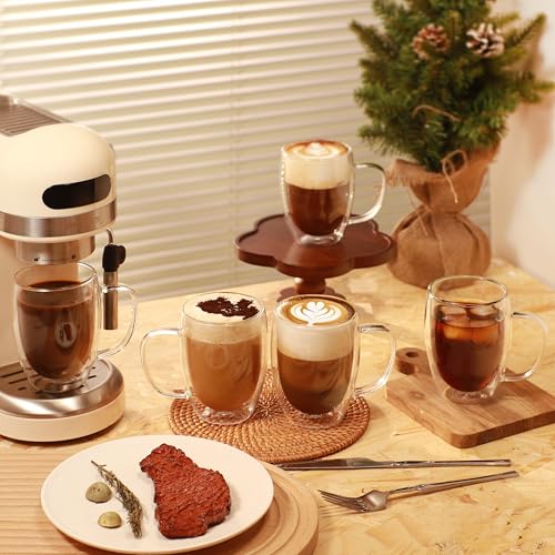 6 Pack Double Walled Glass Coffee Mugs (6 Count)