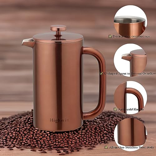 8 Cup Double Wall Insulated Stainless Steel French Coffee Press
