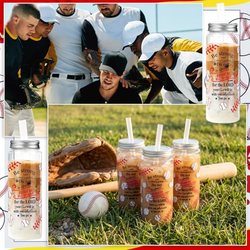 12 Pcs Christian Baseball Cups with Straws Lids Sports Team Gift (12 Count)