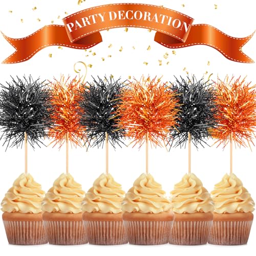 100 Pcs Halloween Foil Firework Cupcake Toppers