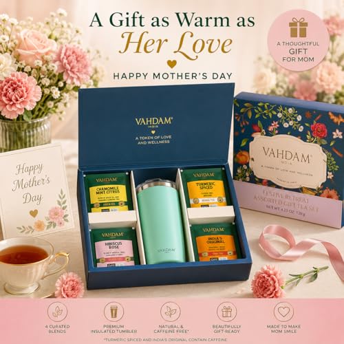 Assorted Tea Gift Set for Mom with Cruise Tumbler (60 Count)