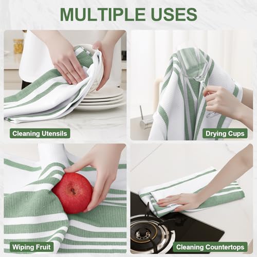 Premium Cotton Stripe Kitchen Towels 6 Pack (6 Count)