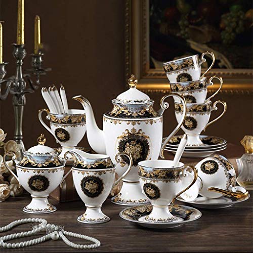 Ceramics Coffee Cup Saucer Set with 21 Pieces Home Porcelain Tea Set with Dish and Teapot European Classical Style Tea Cup and Saucer Set