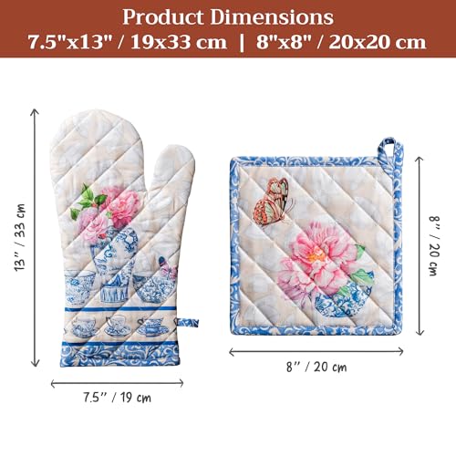 100% Cotton Oven Mitt & Pot Holder Set