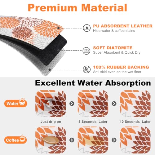 2PCS 16" x 24" Fall Dish Drying Mat & 24" x 5.5" Sink Splash Guard