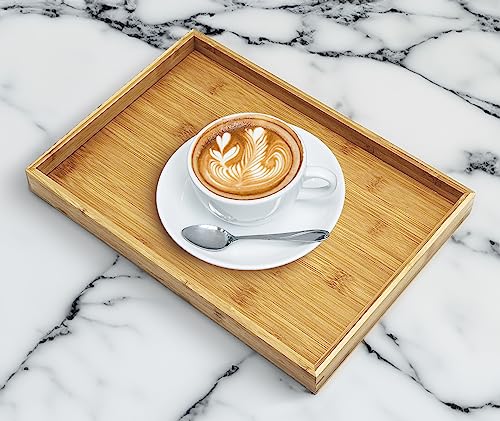 Natural Bamboo Serving Tray Platter 13 x 9 Rectangular