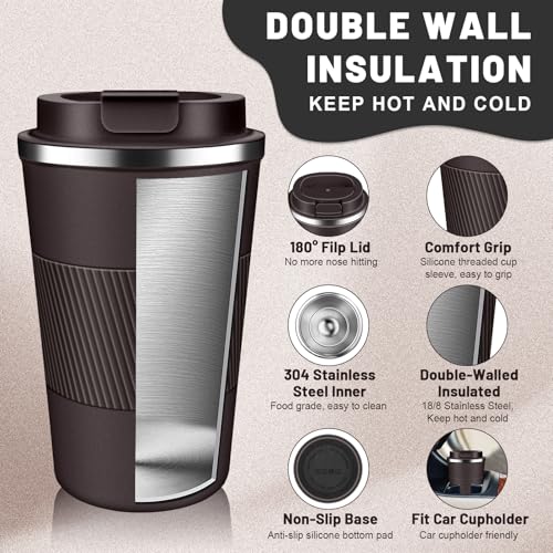 Insulated Coffee Tumblers with Flip Lid 12oz