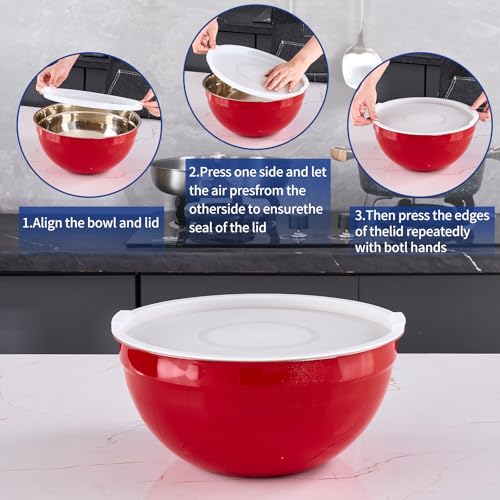 Red Mixing Bowls With Airtight Lids