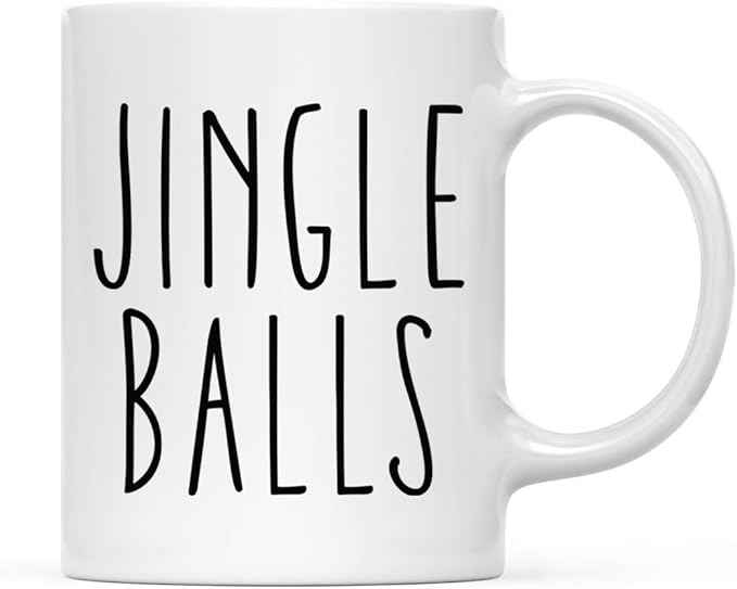 Andaz Press Christmas Winter Holiday 11oz. Coffee Mug, Jingle Balls, 1-Pack, Cozy Christmas Hot Chocolate Cup Ideas for Him Her Coworker