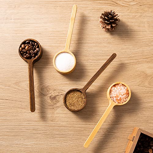 Bamboo Wooden Coffee Scoop Long Handle Measuring Scoop for Jars (4 Count)