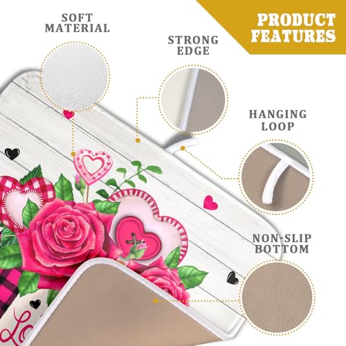 Valentine's Day Rose Flower Dish Drying Mat for Kitchen Counter