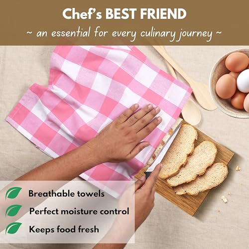 Pink Checked Kitchen Towel 16"x26" (12 Count)