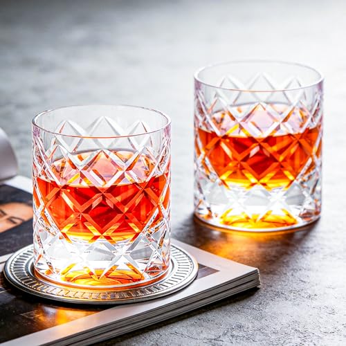 Crystal Whiskey Glasses Set of 2 Hand Blown Old Fashioned Glasses (2 Count)
