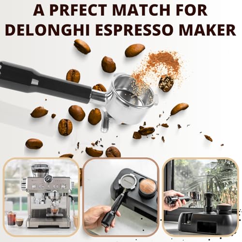 Espresso Portafilter 51mm Double Spouts Compatible with Delonghi Dedica EC680 and EC685 as well as SMEG and EUPA coffee machine models