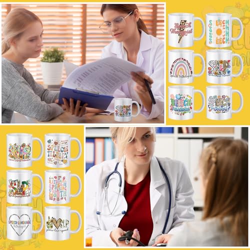 12 Pcs Speech Language Pathologist Appreciation Gift Slp Mug Bulk for Speech Teacher 11oz Coffee Cup Back to School Gifts for Women Men Slp Assistant Therapist Birthday Gifts (12 Count)