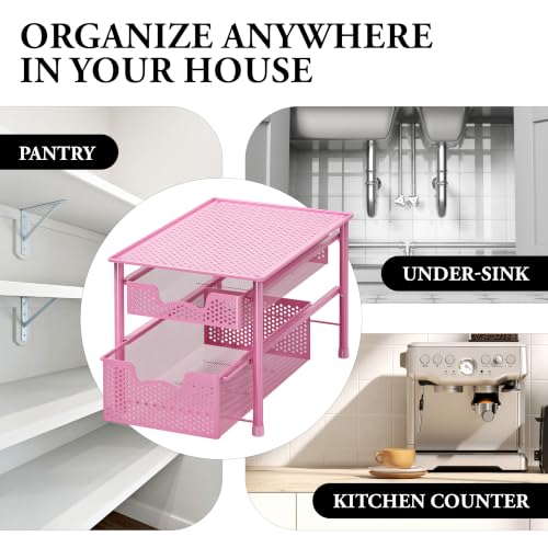 Stackable 2 Tier Sliding Basket Organizer Drawer
