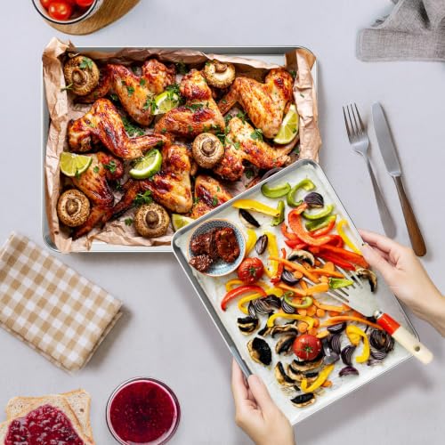 3 Pack Heavy Duty Stainless Steel Baking Sheet Set (3 Count)
