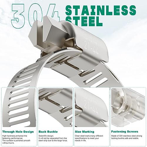 10PCS Hose Clamps Stainless Steel Adjustable 1