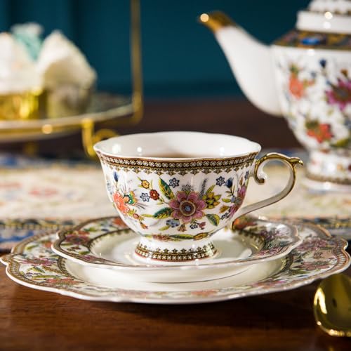 Bone China Tea Cup and Saucer Set for 1 (6.7 Count)