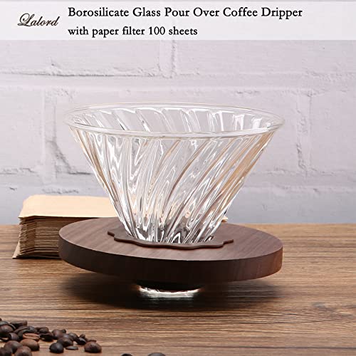 Pour Over Coffee Dripper with 100 pcs Size 02 Paper Filter (100 Count)