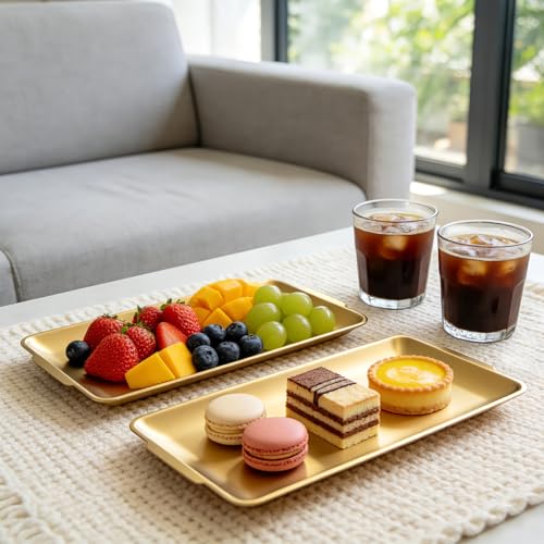 2Pcs 304 Stainless Steel Food Serving Trays